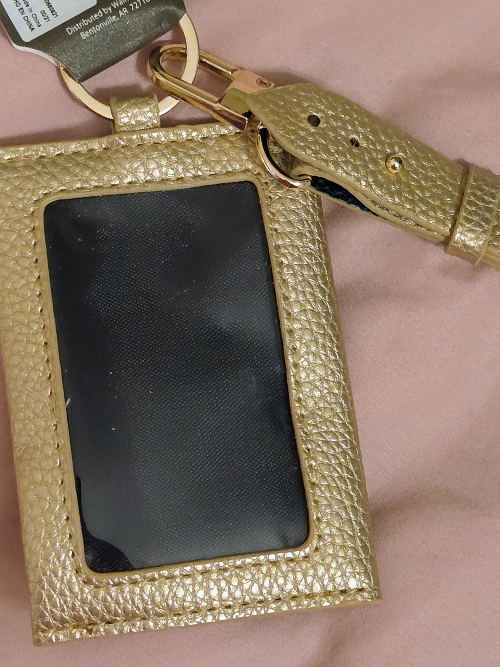 Gold Phone Cardholder Lanyard - Metallic Gold Card Wallet